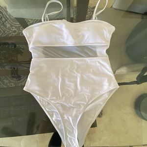White Mesh one piece swimsuit